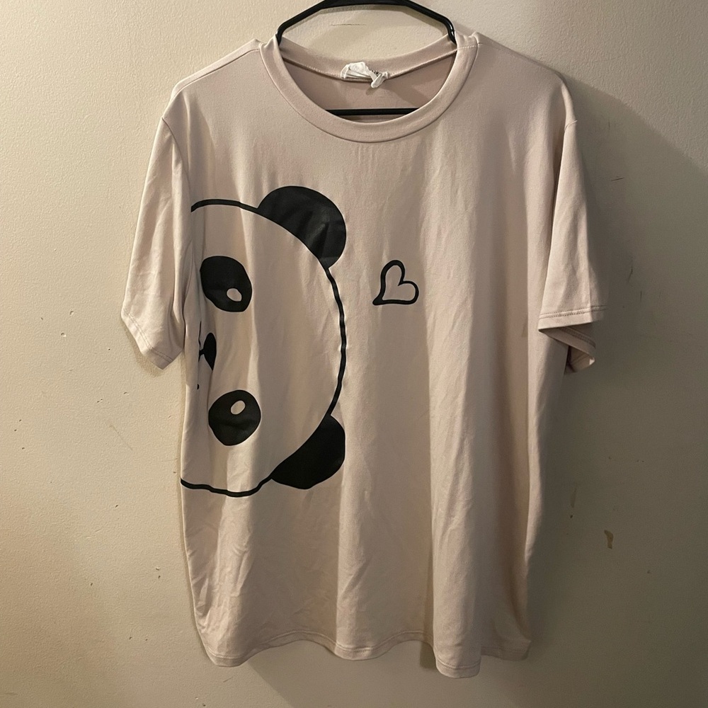 Panda and Heart T-shirt XL